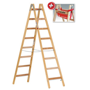 Euroline Holz-Sprossenstehleiter 2x8 Nr. 10501 im SET