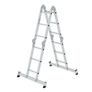 Günzburger Steigtechnik Vielzweckleiter 4-teilig mit nivello®-Traverse und Holzbelag