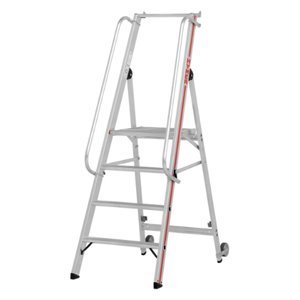 Hymer Plattformleiter mit Kipprollen und langem Handlauf