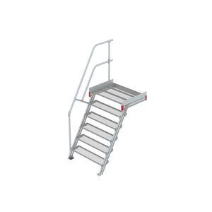 Euroline Podesttreppe 60 Grad, 1000 mm Stufenbreite 1 Treppen-/Podestgeländer, Stufenausführung Stahl - Gitterrost 