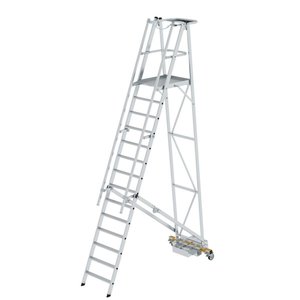 Günzburger Steigtechnik Plattformleiter klappbar mit schmalem Fahrwerk