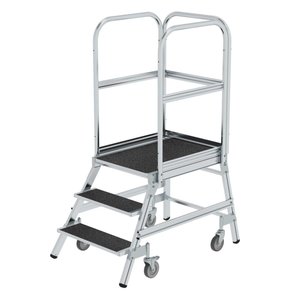 Günzburger Steigtechnik Podesttreppe eins. begehbar mit Federrollen Korundbeschichtung R13