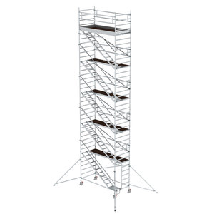 Günzburger Steigtechnik Rollgerüst 1,35 x 3,0 m mit Schrägaufstiegen & Ausleger
