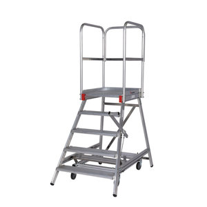 Euroline Mobile Podesttreppe / Podestleiter einseitig begehbar mit Zentralfeststellung* Nr. 51503