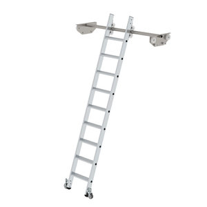 Günzburger Steigtechnik Stufen-Regalleiter fahrbar für Doppelregal