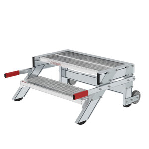 Günzburger Steigtechnik Arbeitspodest fahrbar, Stufenbreite 800 mm, Stahl-Gitterrost