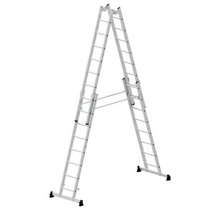 Günzburger Steigtechnik Sprossen-Stehleiter 4-teilig mit nivello®-Traverse