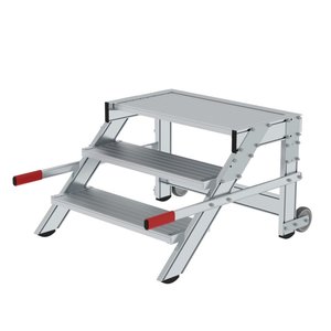 Günzburger Steigtechnik Arbeitspodest fahrbar, Stufenbreite 800 mm, Aluminium geriffelt
