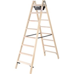 Günzburger Steigtechnik Stufen-Stehleiter Holz beidseitig begehbar
