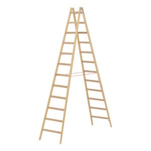 Hymer Holz-Sprossenstehleiter, beidseitig begehbar