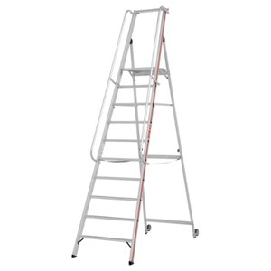 Hymer Plattformleiter mit Kipprollen und langem Handlauf