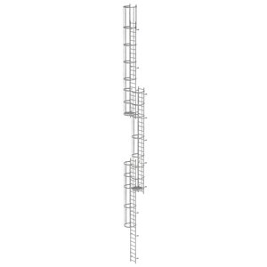 Günzburger Steigtechnik Mehrzügige Steigleiter mit Rückenschutz (Notleiter) Stahl verzinkt 18,00m