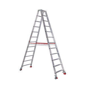 Euroline Alu-Stufenstehleiter mit vier Federrollen und zwei Feststellern Nr. 30573