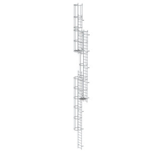 Günzburger Steigtechnik Mehrzügige Steigleiter mit Rückenschutz (Maschinen) Aluminium blank