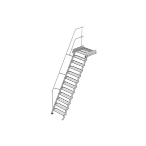 Euroline Podesttreppe 60 Grad, 800 mm Stufenbreite 1 Treppen-/Podestgeländer, Stufenausführung Stahl - Gitterrost 