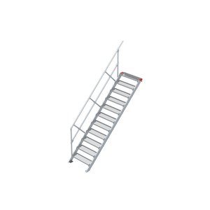 Euroline Treppe 45 Grad, 800 mm Stufenbreite, 1 Handlauf, Stufenausführung Stahl - Gitterrost