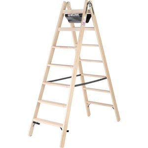 Günzburger Steigtechnik Stufen-Stehleiter Holz beidseitig begehbar