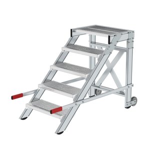Günzburger Steigtechnik Arbeitspodest fahrbar, Stufenbreite 600 mm, Stahl-Gitterrost