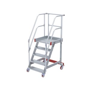 Euroline Wartungsbühne 60 Grad, 1000 mm Stufenbreite, 2 Handläufe 3 Podestgel., Stufenausführung Alu – gerieft