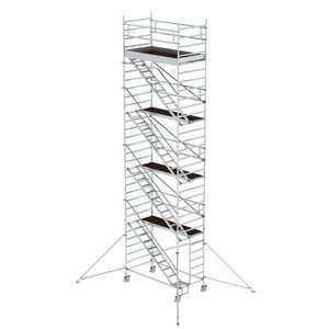 Günzburger Steigtechnik Rollgerüst 1,35 x 2,45 m mit Schrägaufstiegen & Ausleger