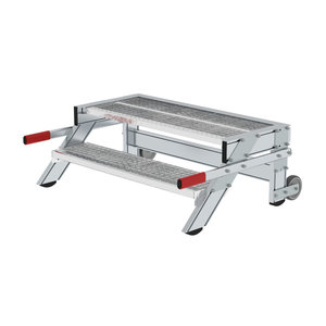 Günzburger Steigtechnik Arbeitspodest fahrbar, Stufenbreite 1000 mm, Stahl-Gitterrost