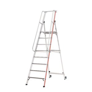 Hymer Plattformleiter R13 mit Kipprollen und langem Handlauf