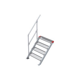 Euroline Treppe 45 Grad, 800 mm Stufenbreite, 1 Handlauf, Stufenausführung Stahl - Gitterrost