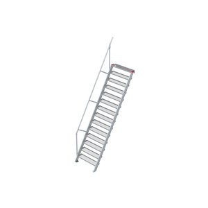 Euroline Treppe 60 Grad, 1000 mm Stufenbreite, 1 Handlauf, Stufenausführung Stahl - Gitterrost