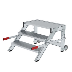 Günzburger Steigtechnik Arbeitspodest fahrbar, Stufenbreite 800 mm, Aluminium geriffelt