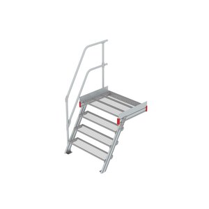 Euroline Podesttreppe 60 Grad, 1000 mm Stufenbreite 1 Treppen-/Podestgeländer, Stufenausführung Stahl - Gitterrost