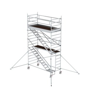 Günzburger Steigtechnik Rollgerüst 1,35 x 3,0 m mit Schrägaufstiegen & Ausleger