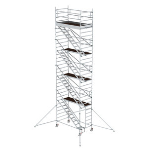 Günzburger Steigtechnik Rollgerüst 1,35 x 2,45 m mit Schrägaufstiegen & Ausleger