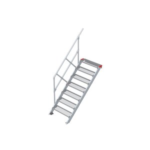 Euroline Treppe 45 Grad, 800 mm Stufenbreite, 1 Handlauf, Stufenausführung Stahl - Gitterrost