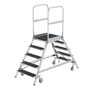 Günzburger Steigtechnik Podesttreppe beids. begehbar mit Federrolle Korundbeschichtung R13