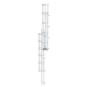 Günzburger Steigtechnik Mehrzügige Steigleiter mit Rückenschutz (Maschinen) Aluminium blank
