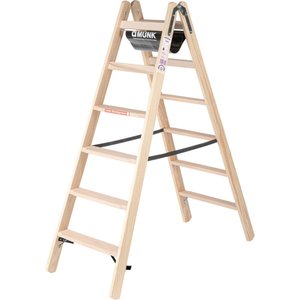 Günzburger Steigtechnik Stufen-Stehleiter Holz beidseitig begehbar