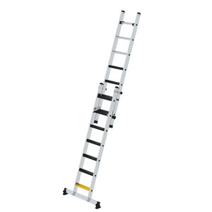 Günzburger Steigtechnik Stufen-Schiebeleiter 2-teilig mit nivello-Traverse und clip-step R13