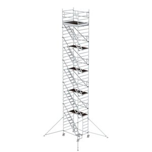 Günzburger Steigtechnik Rollgerüst 1,35 x 1,80 m mit Schrägaufstiegen & Ausleger
