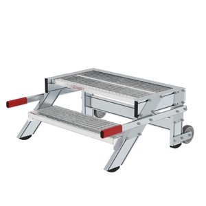 Günzburger Steigtechnik Arbeitspodest fahrbar, Stufenbreite 800 mm, Stahl-Gitterrost