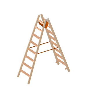Layher Holzstehleiter mit 80mm breiten Stufen, beidseitig begehbar