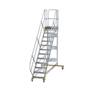 Günzburger Steigtechnik Plattformtreppe 45° fahrbar Stufenbreite 600 mm