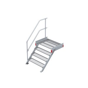 Euroline Podesttreppe 45 Grad, 1000 mm Stufenbreite 1 Treppen-/Podestgeländer, Stufenausführung Stahl - Gitterrost