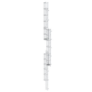 Günzburger Steigtechnik Mehrzügige Steigleiter mit Rückenschutz (Maschinen) Aluminium blank