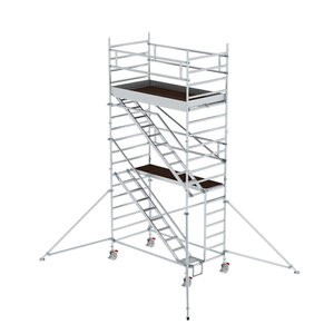 Günzburger Steigtechnik Rollgerüst 1,35 x 2,45 m mit Schrägaufstiegen & Ausleger