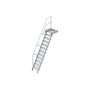 Euroline Podesttreppe 60 Grad, 600 mm Stufenbreite 1 Treppen-/Podestgeländer, Stufenausführung Stahl - Gitterrost 