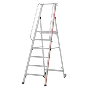 Hymer Plattformleiter mit Kipprollen und langem Handlauf