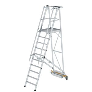 Günzburger Steigtechnik Plattformleiter klappbar mit schmalem Fahrwerk