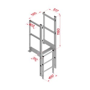 Hymer Ausstieg schmal mit Handlauf, Alu