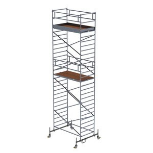 Günzburger Steigtechnik Rollgerüst 1,35 x 2,45 m mit Fahrbalken & Doppel-Plattform Plattformhöhe 7,45 m