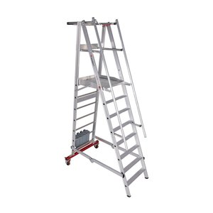 Euroline Alu-Podestleiter, fahr- und klappbar Nr. 32778, 80 kg Ballast